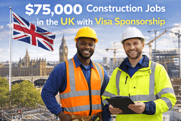 $75,000 Construction Jobs in the UK with Visa Sponsorship